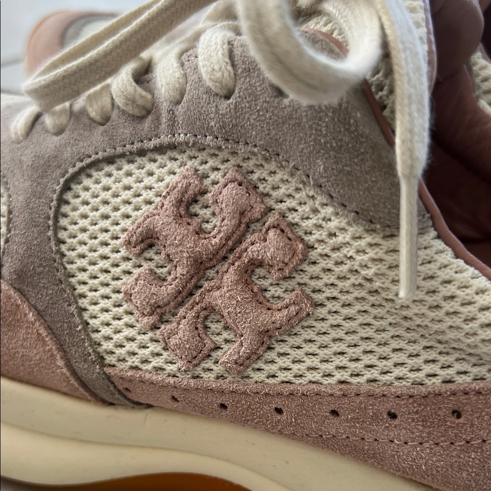 Tory Burch Women's Cream and Pink Sneakers